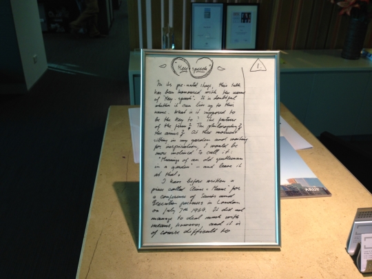 And we ended a busy day in Sydney with a stop at Arup, who keeps a copy of the <a href="http://www.arup.com/Publications/The_Key_Speech.aspx">Key Speech</a> by the front desk.