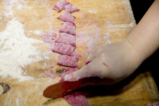 Beetroot gnocchi in the making. Photo: Matti Tanskanen