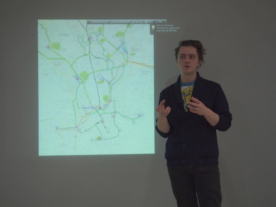 Mapping kioski, disused tramlines and public spaces.