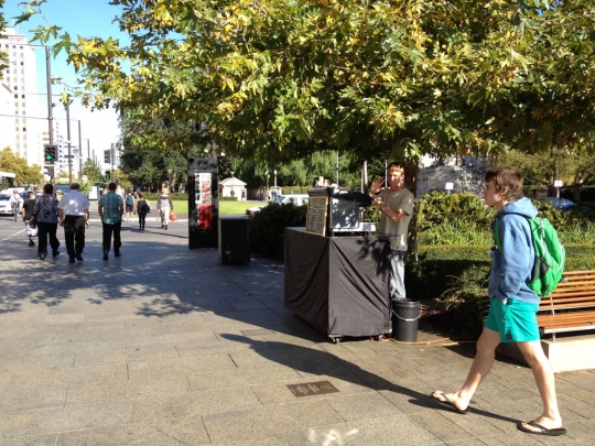 Pop-up coffee stall, part of a trial testing looser regulatory approaches to licensing in the city.